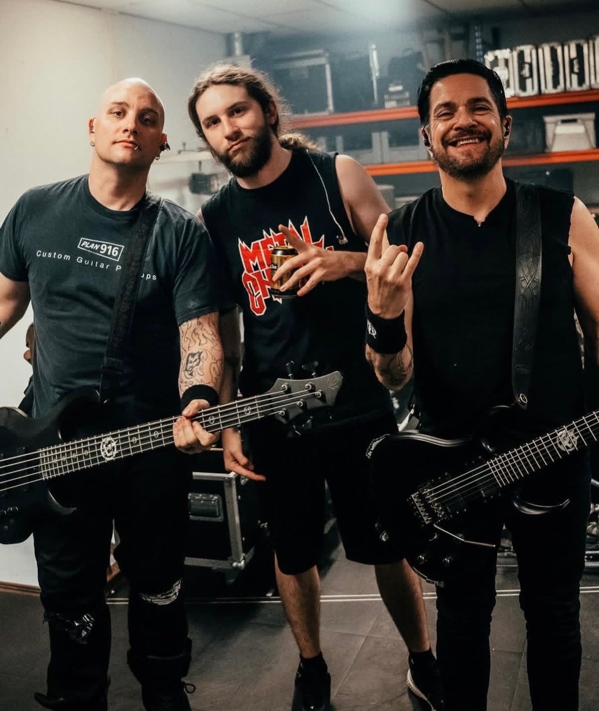 Prong backstage: Dean, Tyler and Tommy Victor